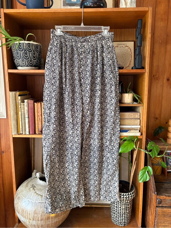 Vintage Pants - 90s Vintage High Rise Wide Leg Floral Print Pant M
